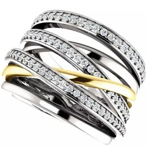 💍Yellow Gold/Silver White Sapphire Ring 925